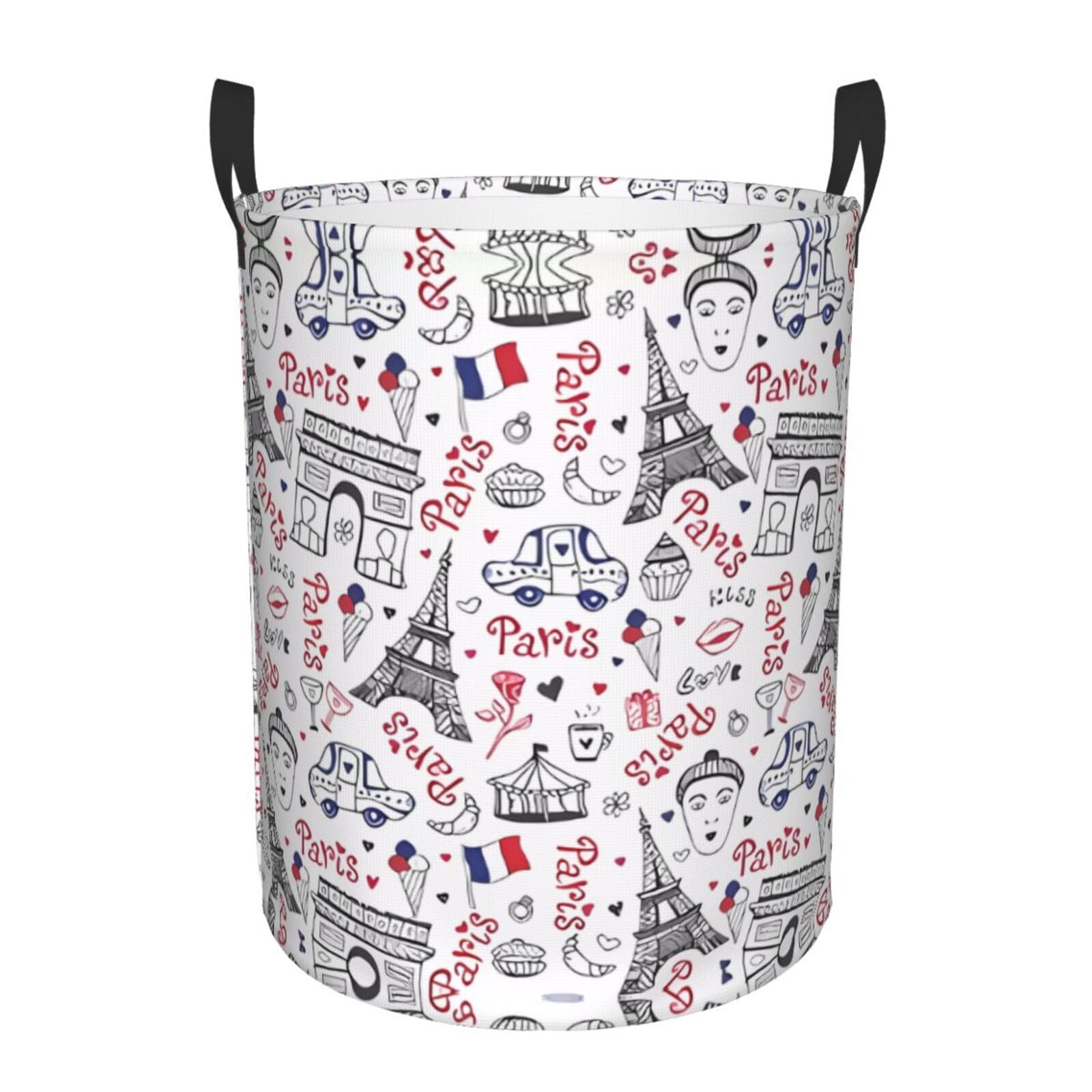 S Circular Hamper Eiffel Tower Print for Dirty Clothes