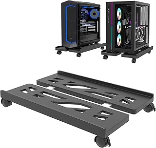 Mobile CPU Stand, PC Stand for Most Desktop Towers, Computer Tower Stand CPU Rolling Stand, Adjustable Computer Mobile Cart Holder with Locking Rolling Caster Wheels Fits Most PC Gaming Case - Black