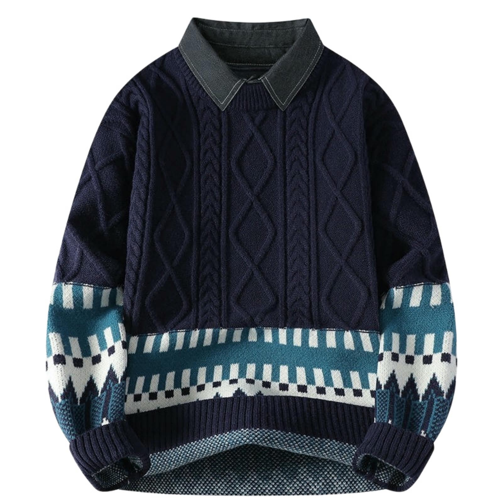 Maglione da uomo per autunno e inverno, casual, lavorato a maglia