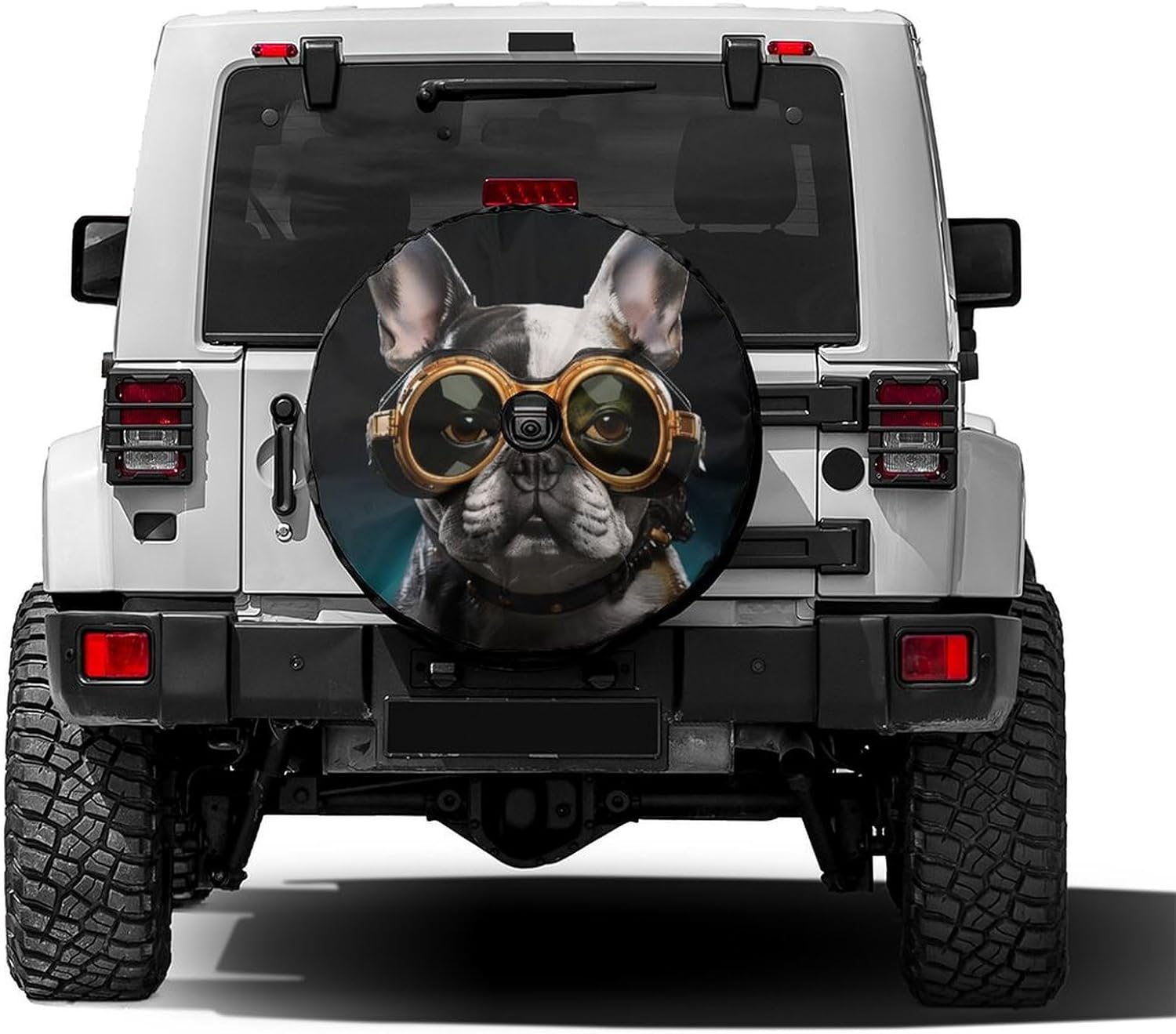 Delerain Spare Tire Cover with Backup Camera Hole Wolf American Flag Wheel Covers Waterproof Dust-Proof UV Sun Universal Fit for Trailer RV SUV Truck (17 Inch for Diameter 31"-33")