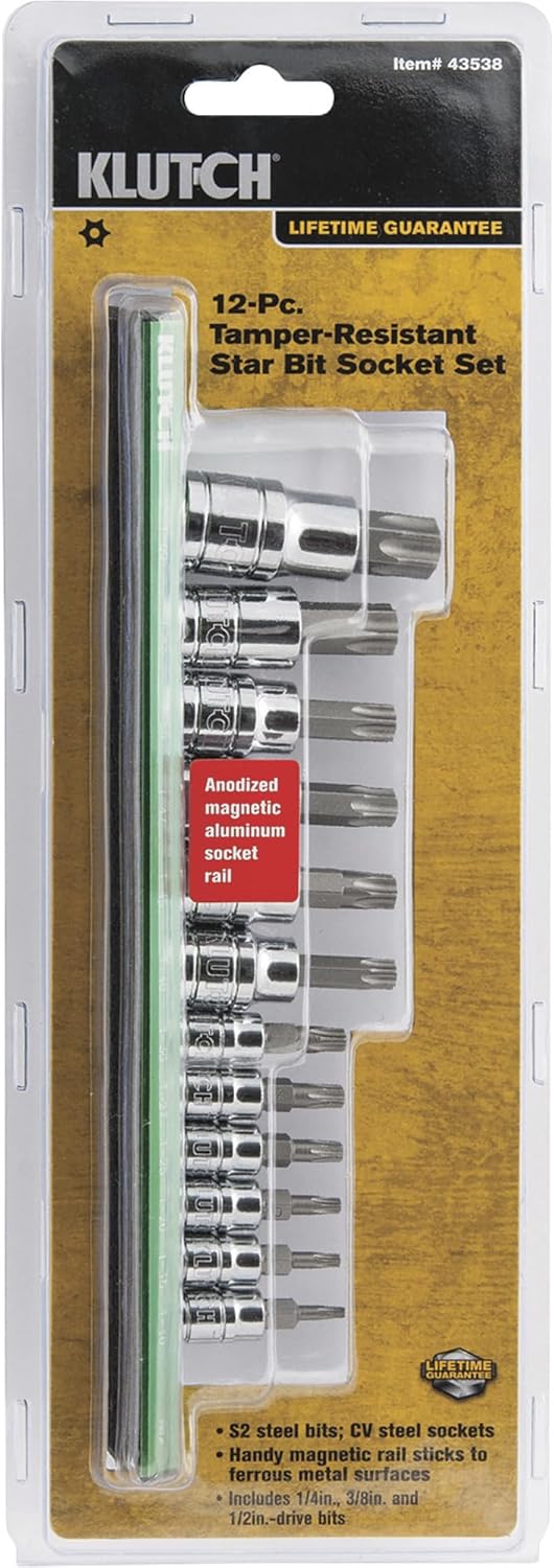 Klutch Tamper-Resistant Star Bit Set - 12-Pc.
