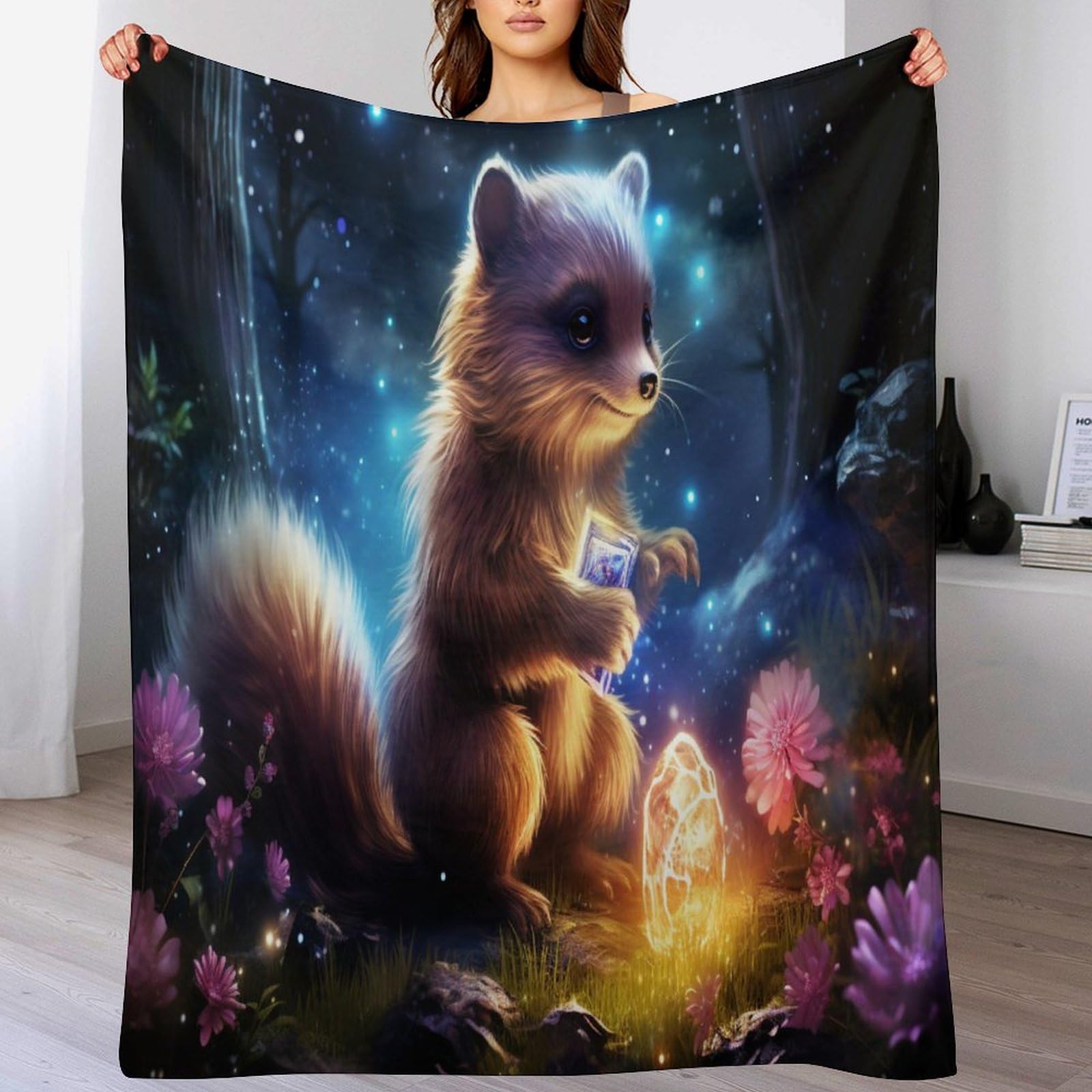 Couverture raton laveur douillette pour vos soirées cocooning sur le canapé