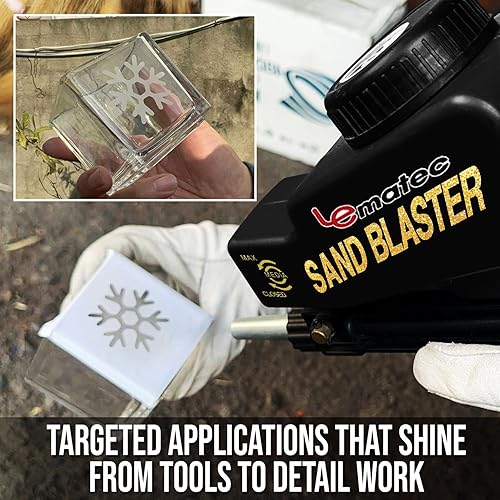 Vista 17 de LE LEMATEC Kit de pistola de chorro de arena de alimentación por gravedad, AS118 - para proyectos de bricolaje ligeros, limpieza de manchas