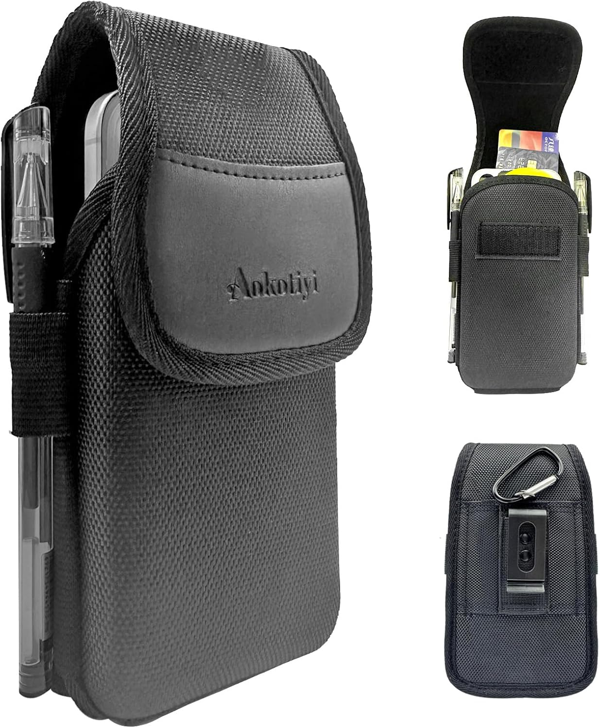 Heavy Duty Military Grade Pouch Holster for iPhone 17 Pro Max/16 Plus/16 Pro Max/15 Plus/15 Pro Max/14 Plus/14 Pro Max- Fits Armor/Battery Case with Belt Clip Holder