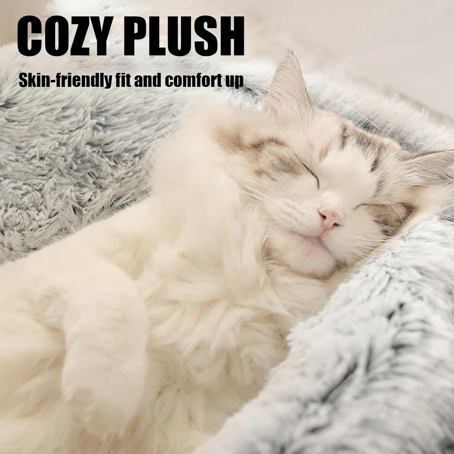 Cat Bed Round Fluffy Hooded Cat Bed Cave Puppy & Kitty with Non-collapsed Plush Cover Cat Bed Donut Cat Bed Multipurpose Dog Bed Cave Waterproof Bottom Washable (Color : Rainbow Color, Size : 25.5" 6
