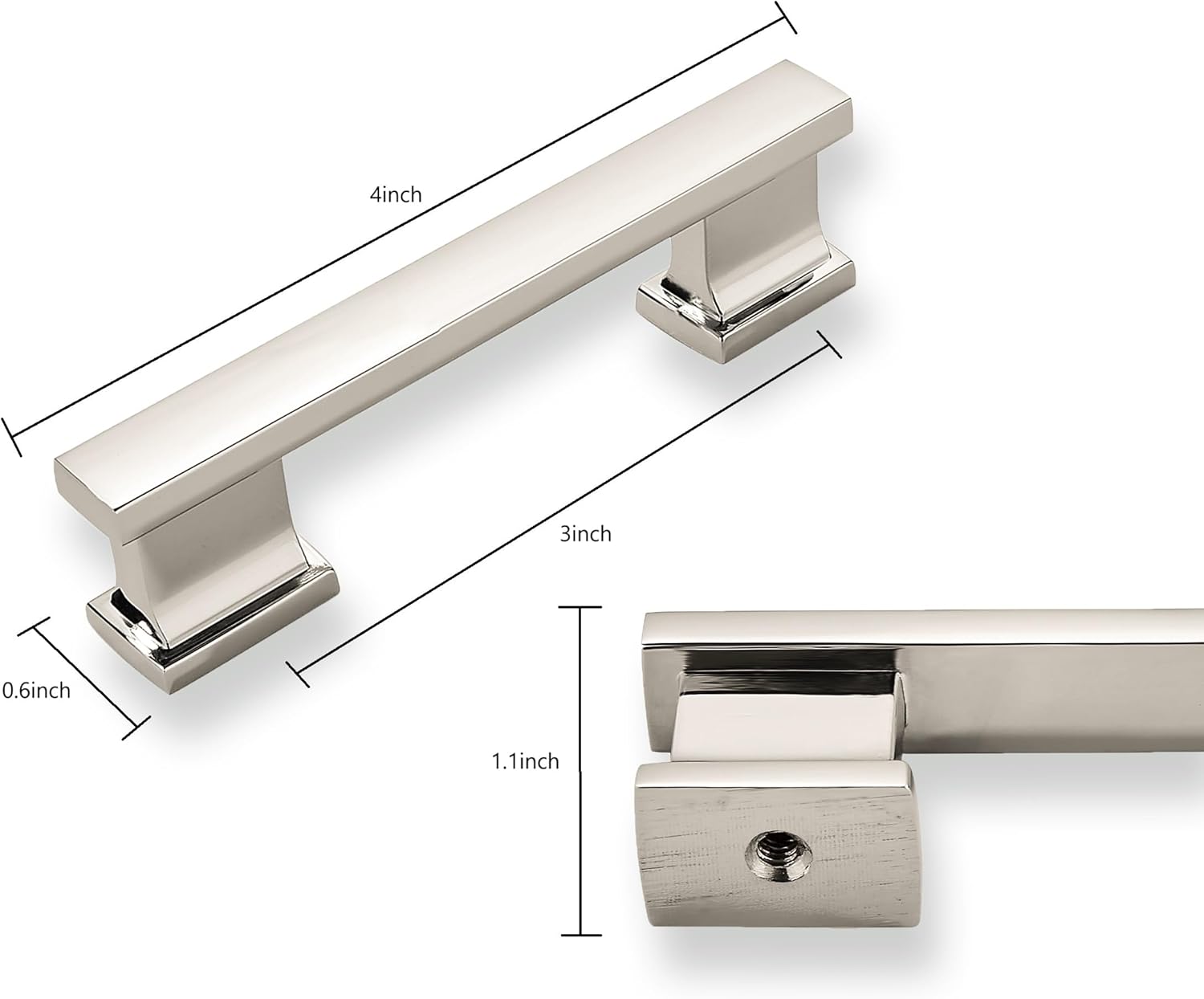 khtumeware 10 Pack 3 Inch Hole Center Polished Nickel Solid Heavy Duty Drawer Handles Kitchen Cabinet Handles Drawer Pulls Kitchen Cabinet Hardware for Kitchen Bathroom Dressing Table