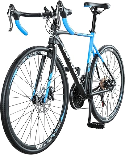 Miniatura 3 de EUROBIKE Bicicleta de carretera de grava para hombre adulto, XC580, bicicleta de carretera suave de 21 velocidades, marco de acero de 21.3 in, freno