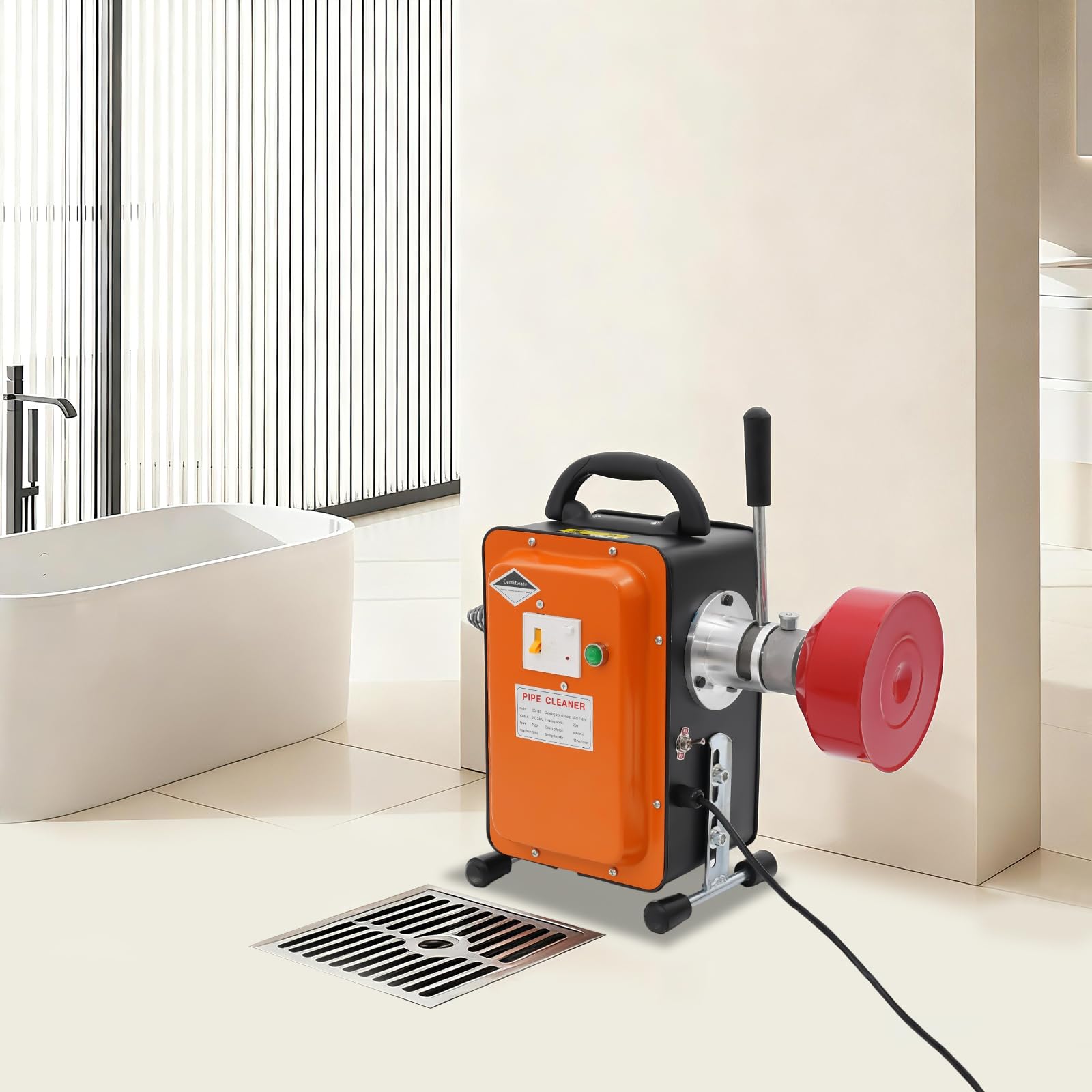 750W Elektrische Rohrreinigungsmaschine, 400r/min Rohrreinigungsspirale mit 20m Reinigungslänge, Profi Rohrreinigungs Abflussreiniger für Ø20-150mm Rohr