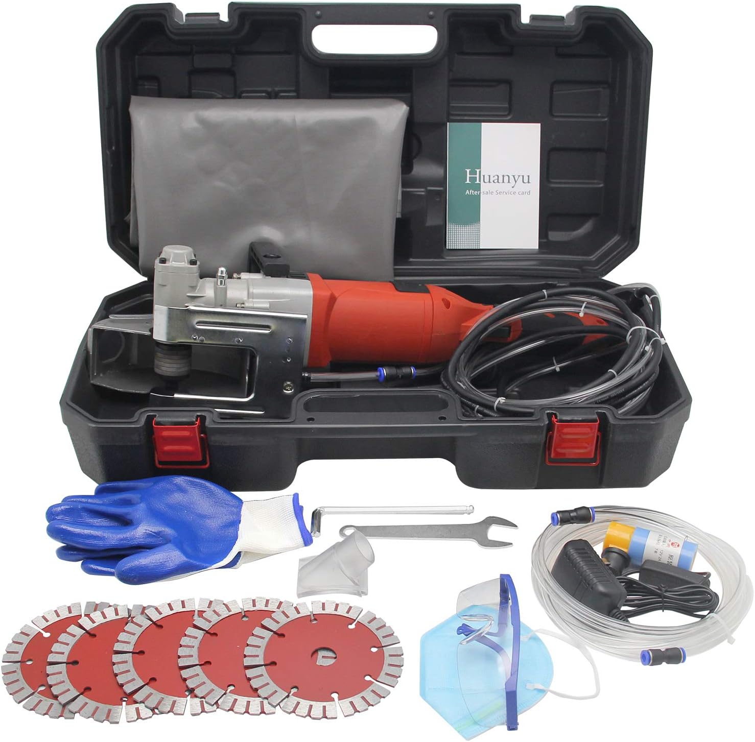 Huanyu Electric Wall Chaser Wall Grooving Machine 7500 RPM 4000W Wall Groove Slotting Machine 0 to 35 to 40 mm Depth Adjustable 360° Brick Concrete Cutter for Home Decoration/Construction (Option 3)
