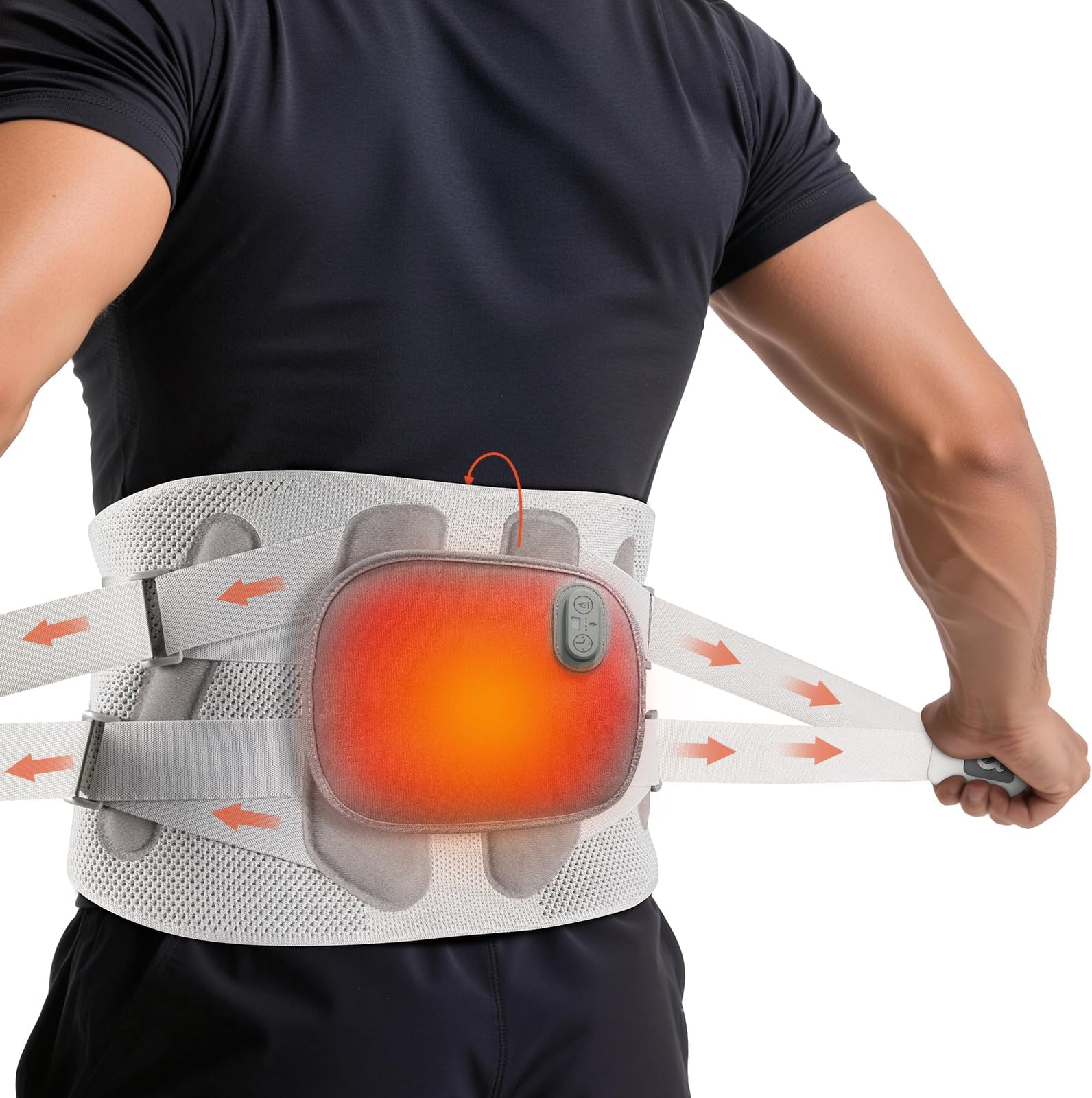 Arboleaf Heated Back Brace for Sciatica Relief - Adjustable Lumbar Support Belt with Detachable Heat Pad & Dual Support Bars (Soft/Hard) - Lower Back Pain Relief for Men & Women, Size M (Waist 24"-33")