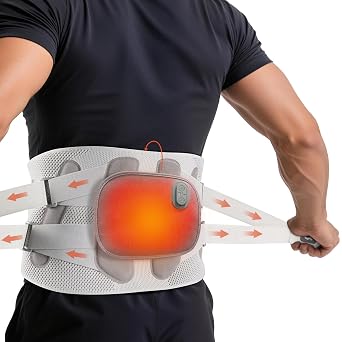 Arboleaf Heated Back Brace for Sciatica Relief - Adjustable Lumbar Support Belt with Detachable Heat Pad & Dual Support Bars Soft/Hard - Lower Back Pain Relief for Men & Women, Size M Waist 24"-33"