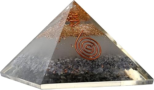 Miniatura 54 de Amazing Gemstone Pirámide de orgón grande Cristal de pirámide de turmalina negra oscura Pirámide de orgonita Pirámides de órgano Curación