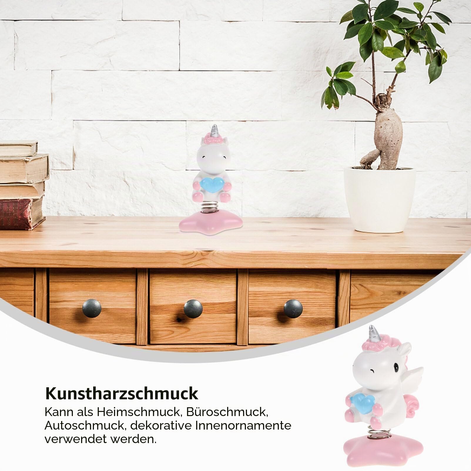Amosfun Einhorn Wackelfigur Auto Dekoration Mit Schüttelndem Kopf Aus Harz 10.5 Zoll Größe Ideal Für Armaturenbrett Und Geschenk