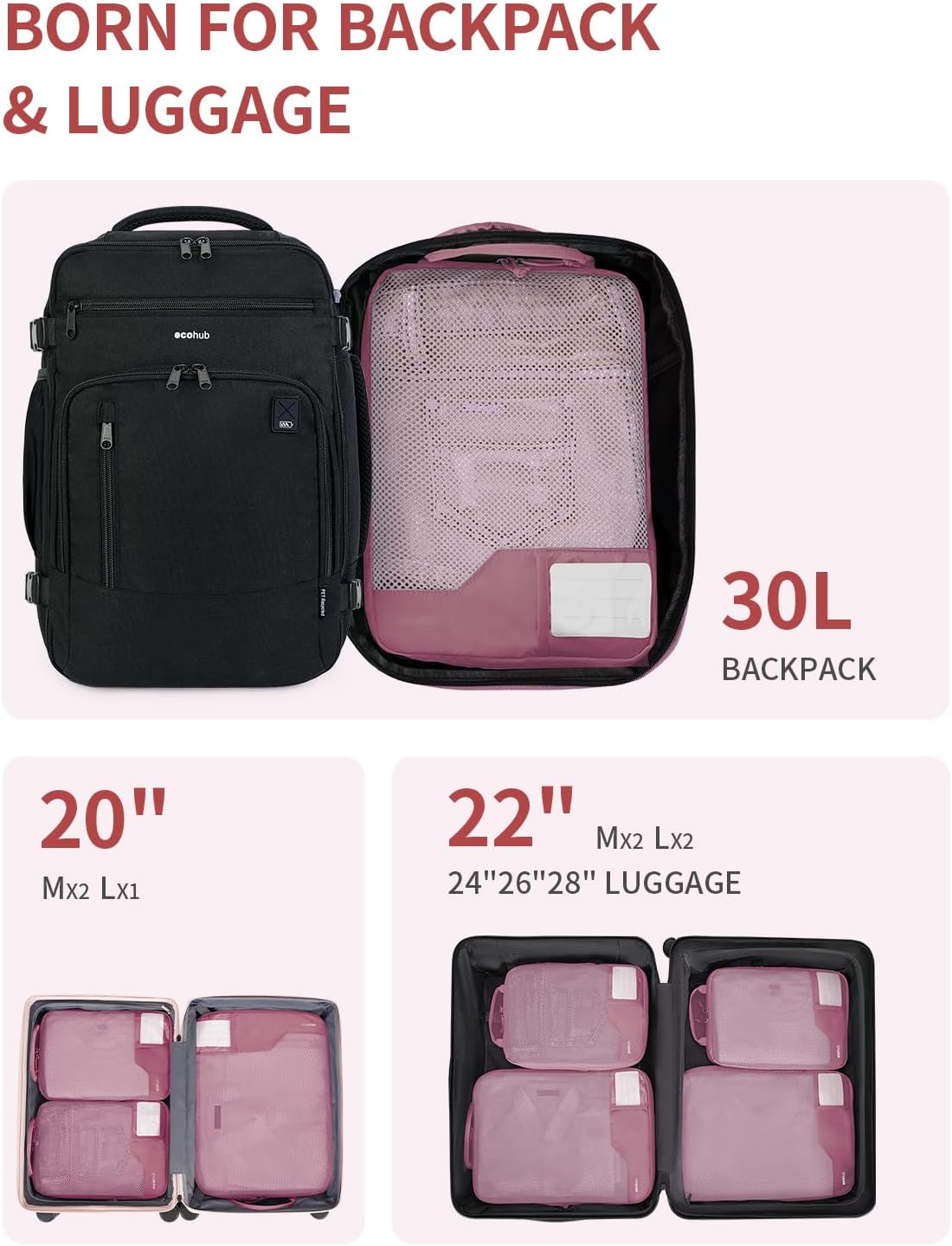 ECOHUB 4 Set /6 Set Packing Cubes for Travel Durable Suitcase Organizer Bags Set with Personalized Tag Various Sizes Travel Essentials Traveling Accessories for Luggage Machine Washable - Image 4