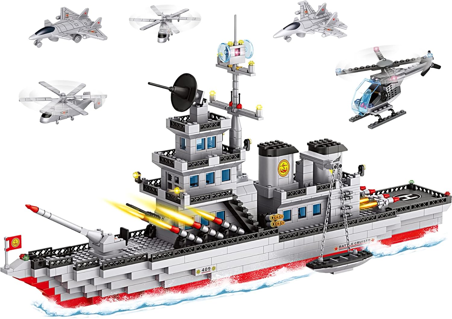Military Battleship Building Block Set- Warship Cruisers Building Set ...