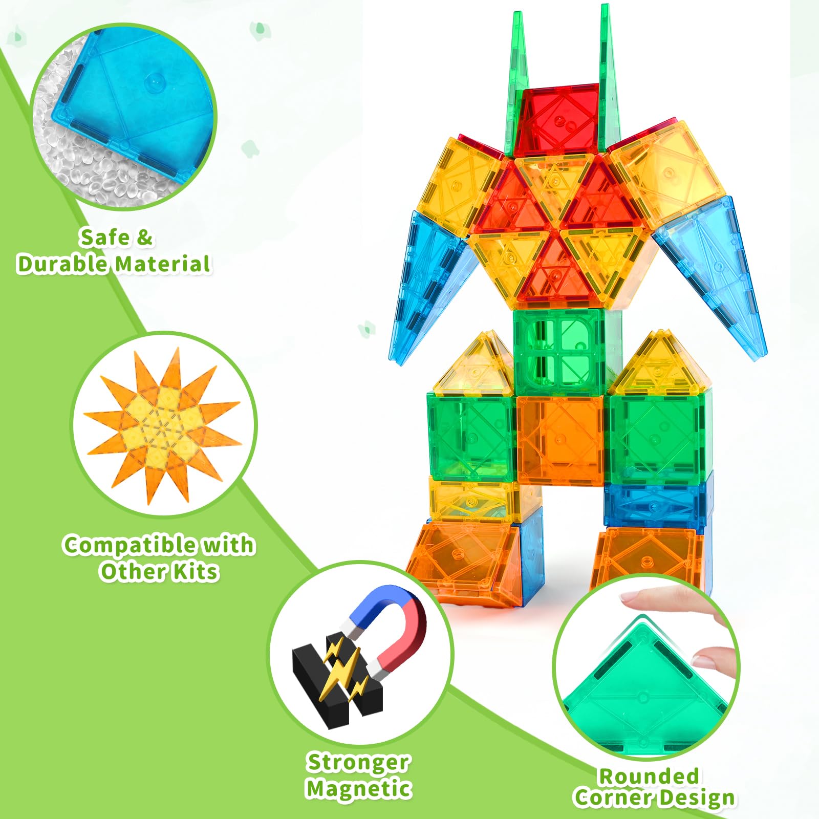 Katiago Magnetische Bausteine 80 Teile Magnetspielzeug Magnete Bauklötze Baukasten Kinder Magnetbausteine Perfekt für den Einsatz zu Hause, in Schulen, fürJungen und Mädchen 3 4 5 6 7 8 Jahre