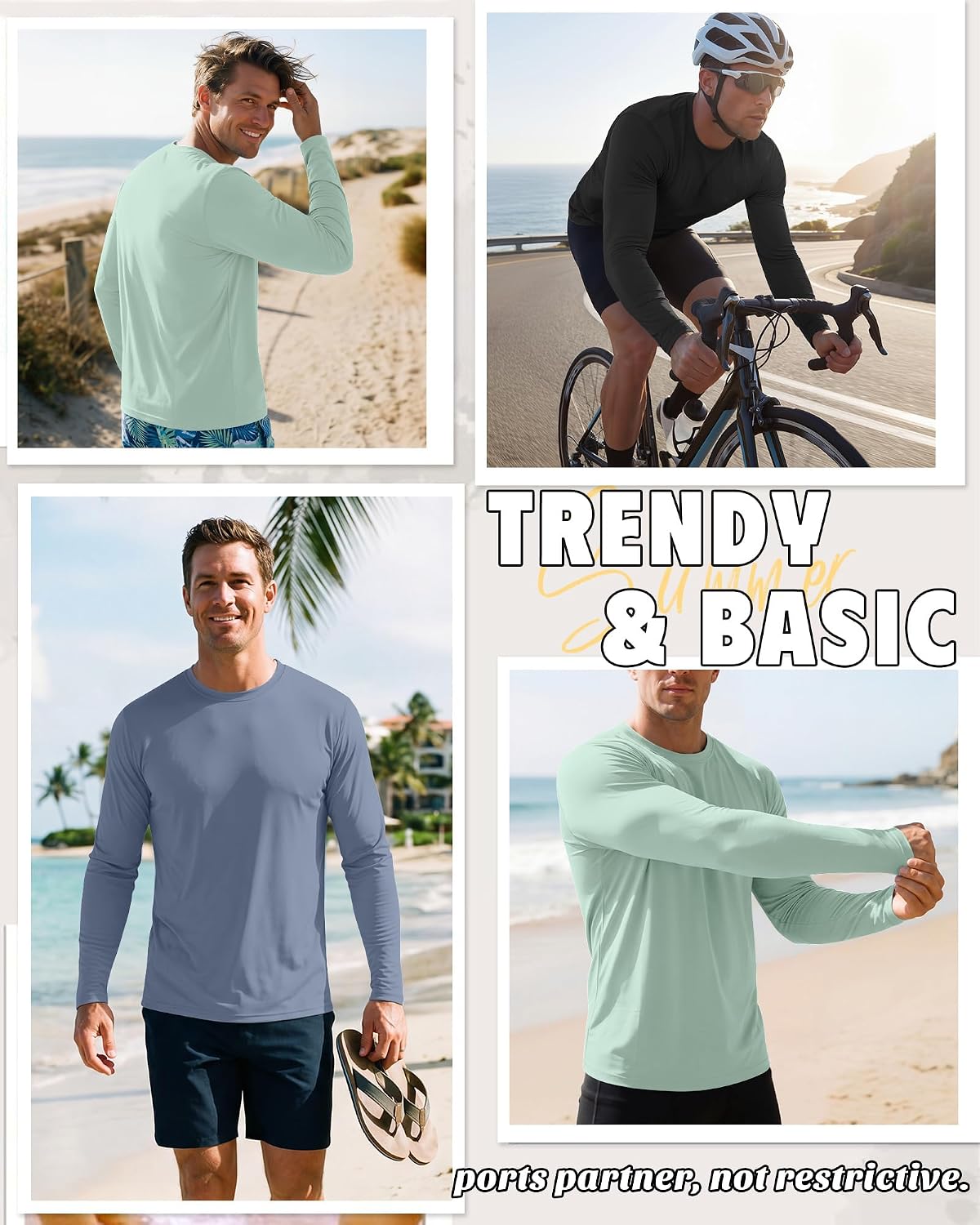 August Alley 3 Pack Men's UPF 50+ Swim Shirts Long Sleeve Quick Dry Rash Guard UV Sun Protection Water Fishing Running Shirt
