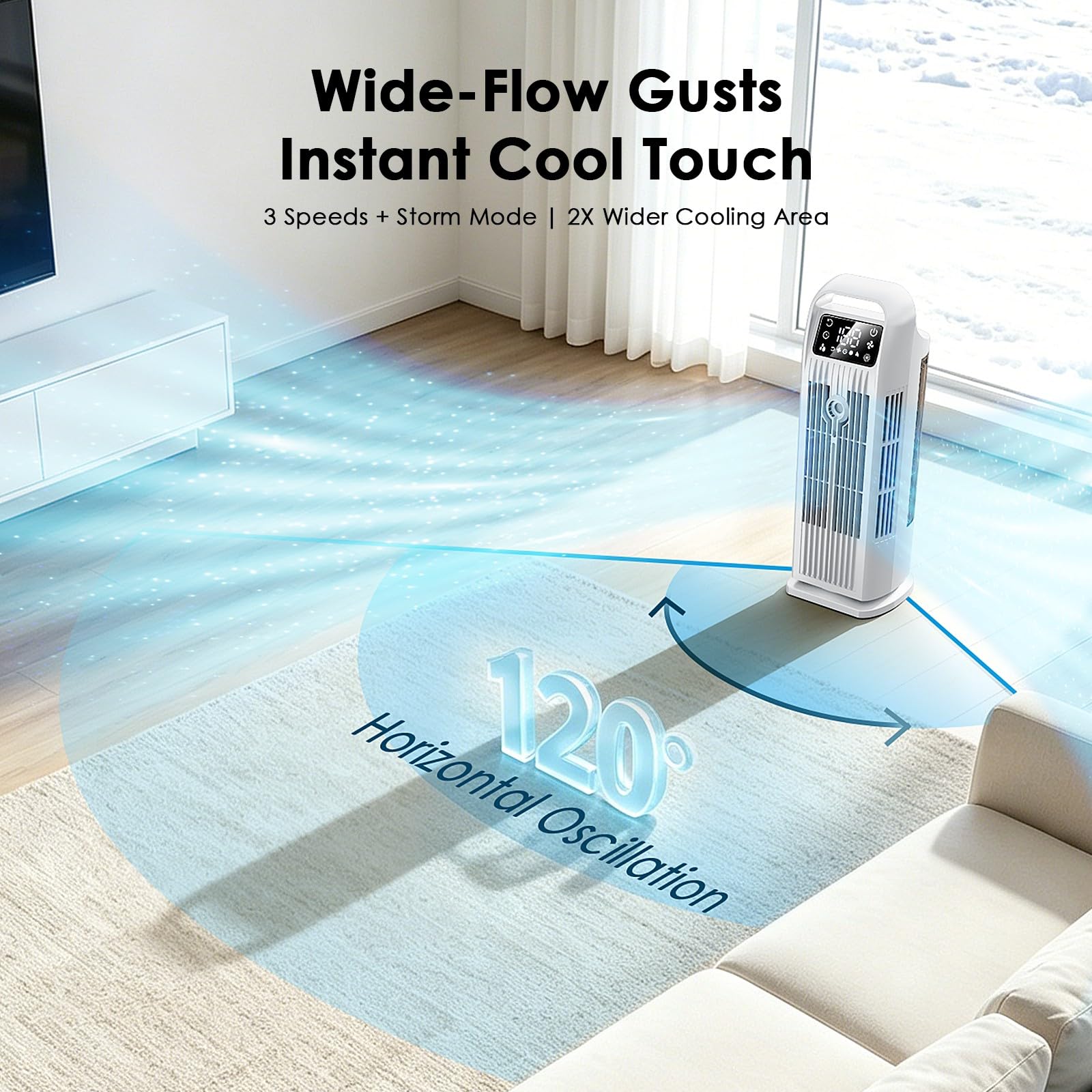 Climatiseur portable sans tuyau 6 en 1, rafraîchisseur d’air à refroidissement par eau, silencieux 36 W, réservoir 1200 ml, mode turbo 7 m/s, pour chambre et appartement, blanc perle