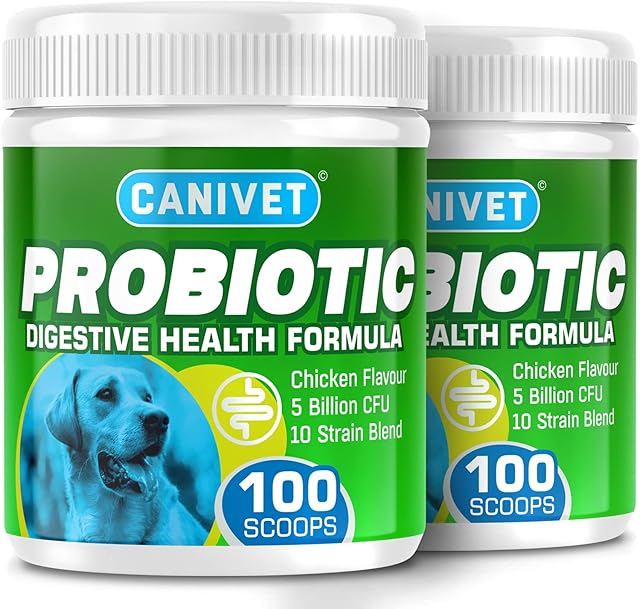 CANIVET Probiotics for Dogs. Canine Dietary Supplement - Aids Digestive Health, 200g Powder Dog Probiotic. 5 Billion CFU** with 10 Strains of Good Bacteria for your Dog's Digestive Health.