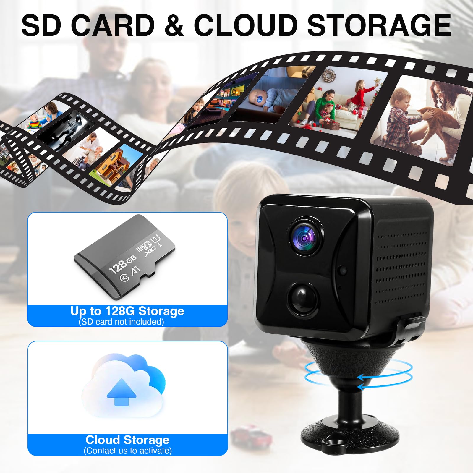 4G LTE Hidden Camera,Cellular Security Camera No WiFi with 4G SIM Card, 4K HD Portable Car Spy Camera, 160° Wide View, with Night Vision, AI Motion Detection Alert App Control