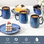 Hasense Coffee Mugs Ensemble de 6, 12 Ensemble de tasses à café avec poignée, tasses en lait en céramique pour hommes Femmes, tasse à latte bleue pour café, coco, lait, cadeau de tasse élégant, lave-vaisselle et micro-ondes Safe