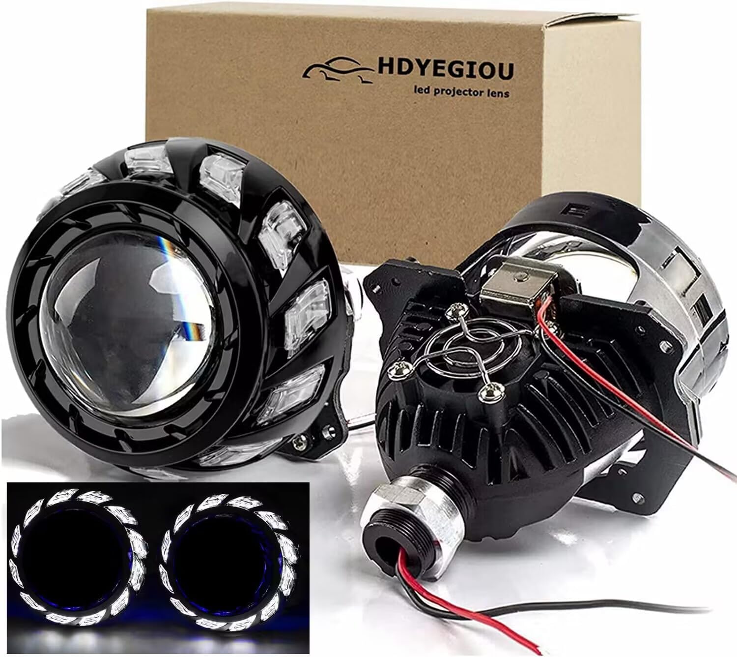 HDYEGIOU 3.0 Inch Bi LED Projector Lens with White LED