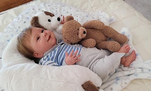 Miniatura 4 de Anano Reborn Baby Boy Eyes Open Smiling 18 pulgadas Life Like Baby Dolls That Look Real Life Baby Dolls Girl Muñeca bebé de silicona gordita cuerpo
