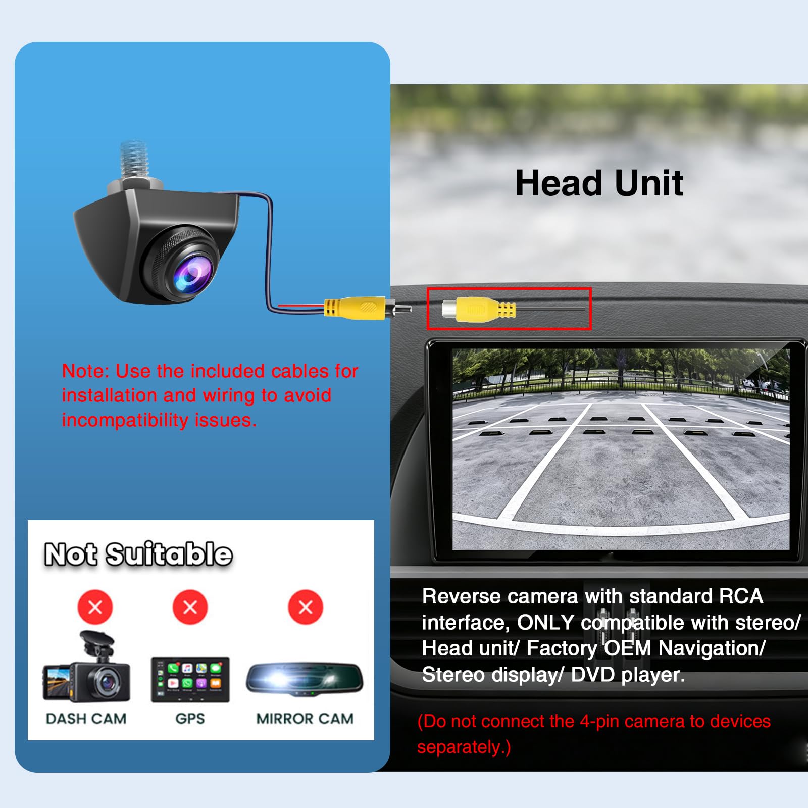 PARKVISION Caméra Recul 140° Réglable Métal | CVBS PAL / CVBS NTSC, Boîtier Métallique Ajustable, Commutation entre vue avant et arrière pour voiture