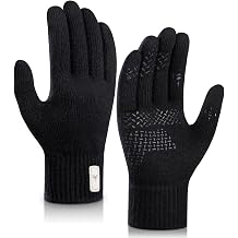 Benirap Winter Gloves for Men Women, Warm Touchscreen Winter Gloves Windproof Non-Slip for Cold Weather Running Cycling Black