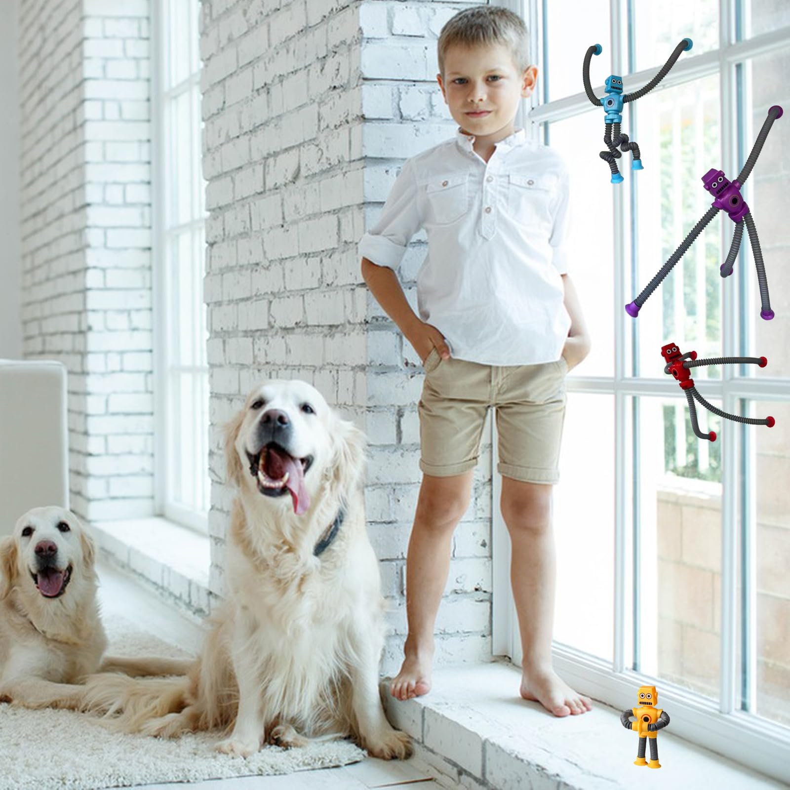 4 Stück Teleskop-Saugnapf Roboter Spielzeug – Sensorisches Fidget Toy Für Kinder & Erwachsene