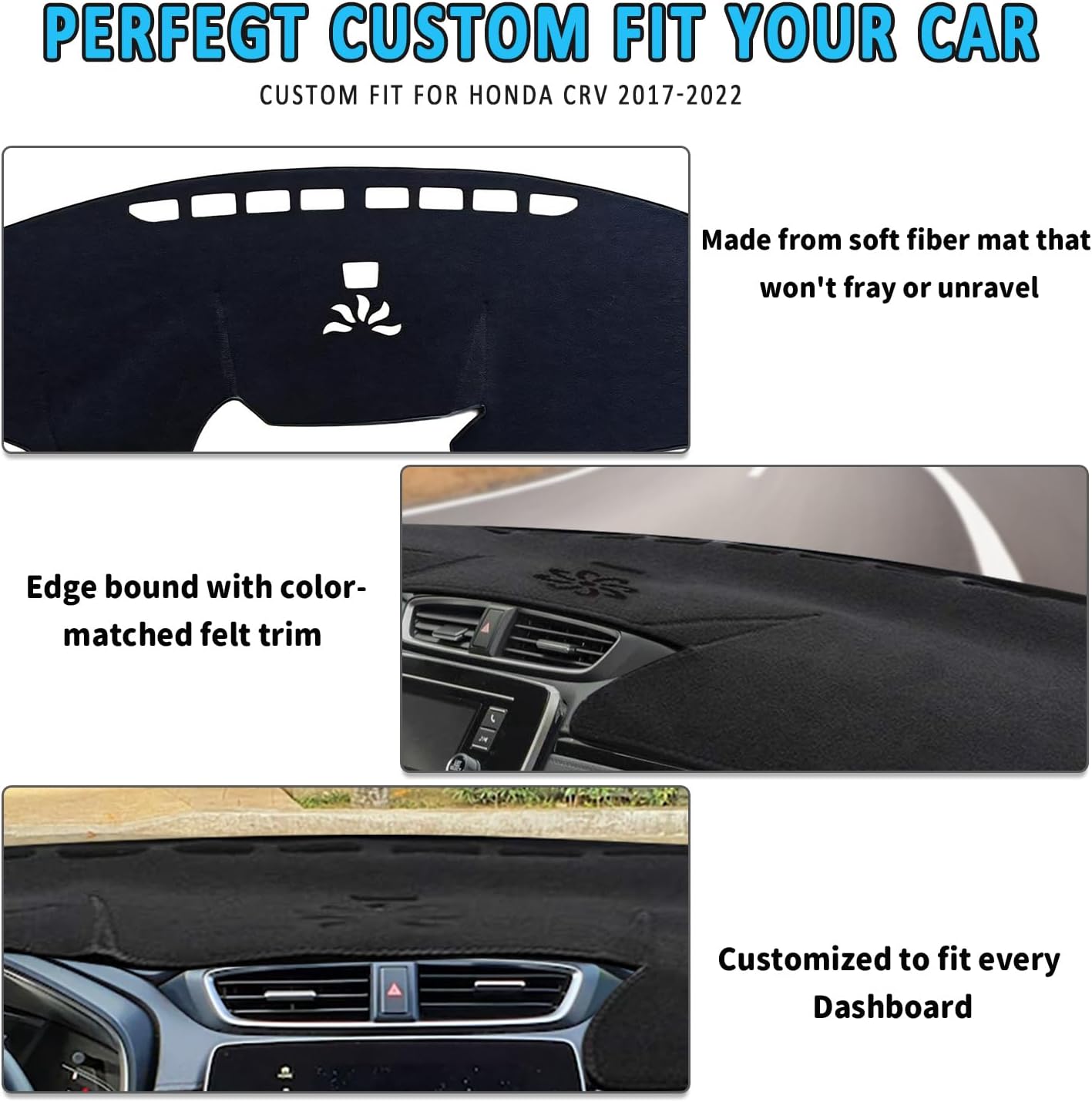 POSAID for Honda CRV Dash Cover 2022 2021 2020 2019 2018 2017 Dashboard Cover Mat Custom Fit for 2017-2022 Honda CR-V, Black