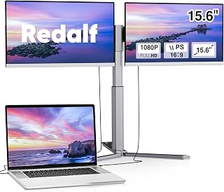 Redalf 15.6" FHD Triple Portable Monitor for Laptop - IPS Ultra-Thin, 360° Rotation, Detachable Screens, Mac/Windows/Chrome Compatible