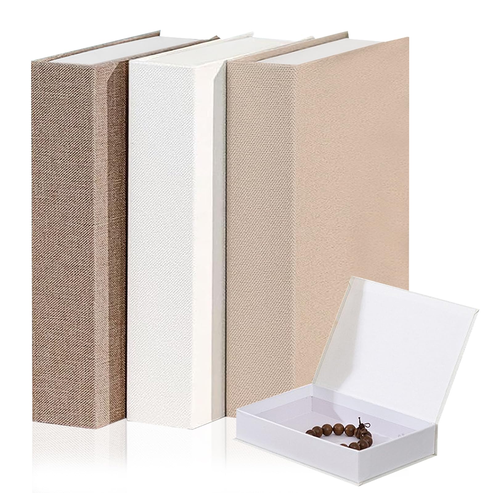 NCOALE 3 Pcs Decorative Books, Fake Book Fashion Linen Storage Books for Decoration Book Box for Coffee Table Bookshelf and Home Decor