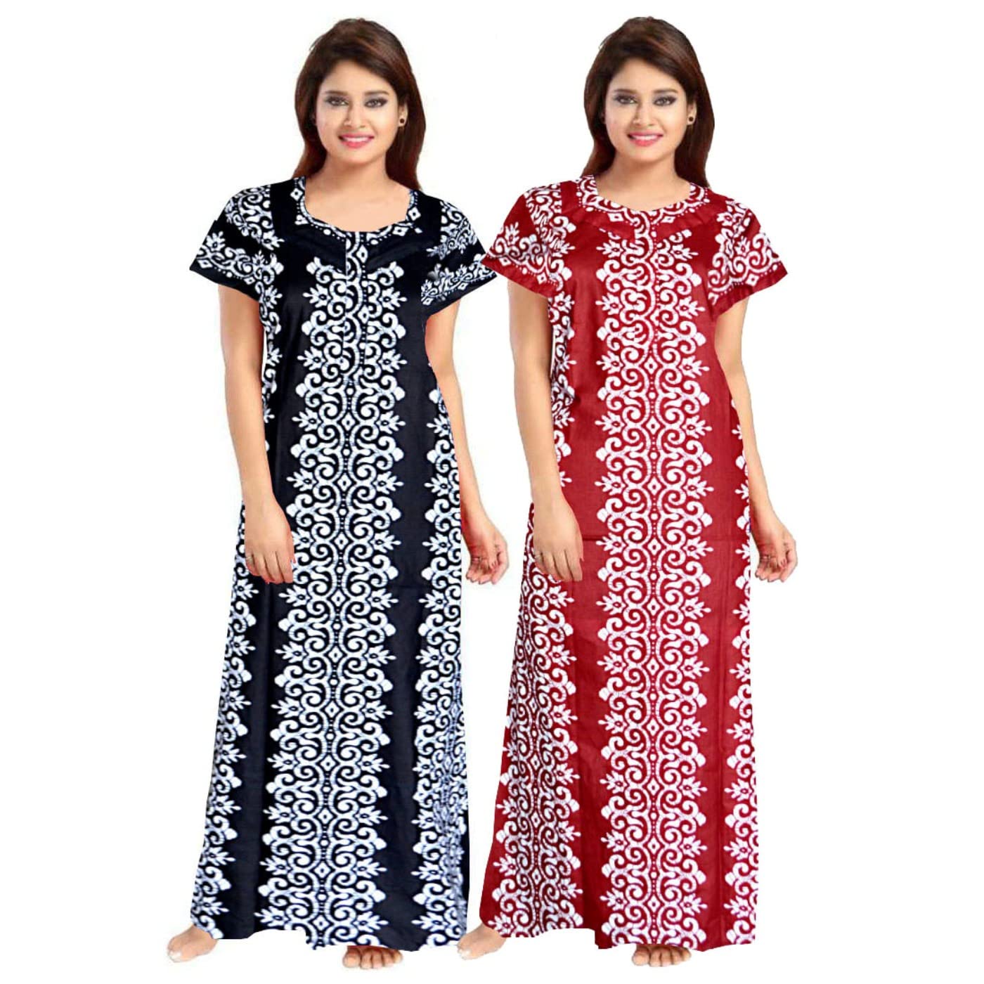 Buy Mudrika 100 Cotton Nighty for Women Full Length Printed Nighty — free download