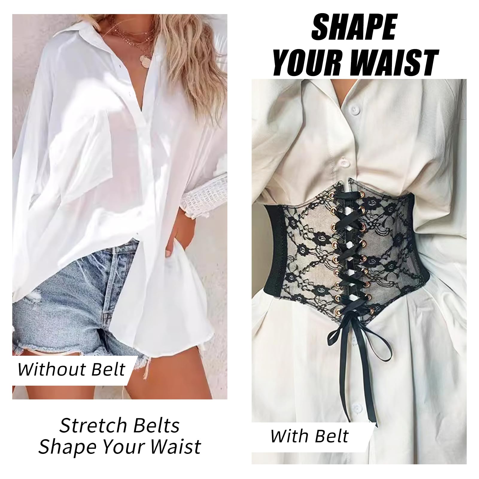 Cintura Donna In Pizzo E Seta Elastica - Elegante E Regolabile Per Ogni Occasione - Foto 11