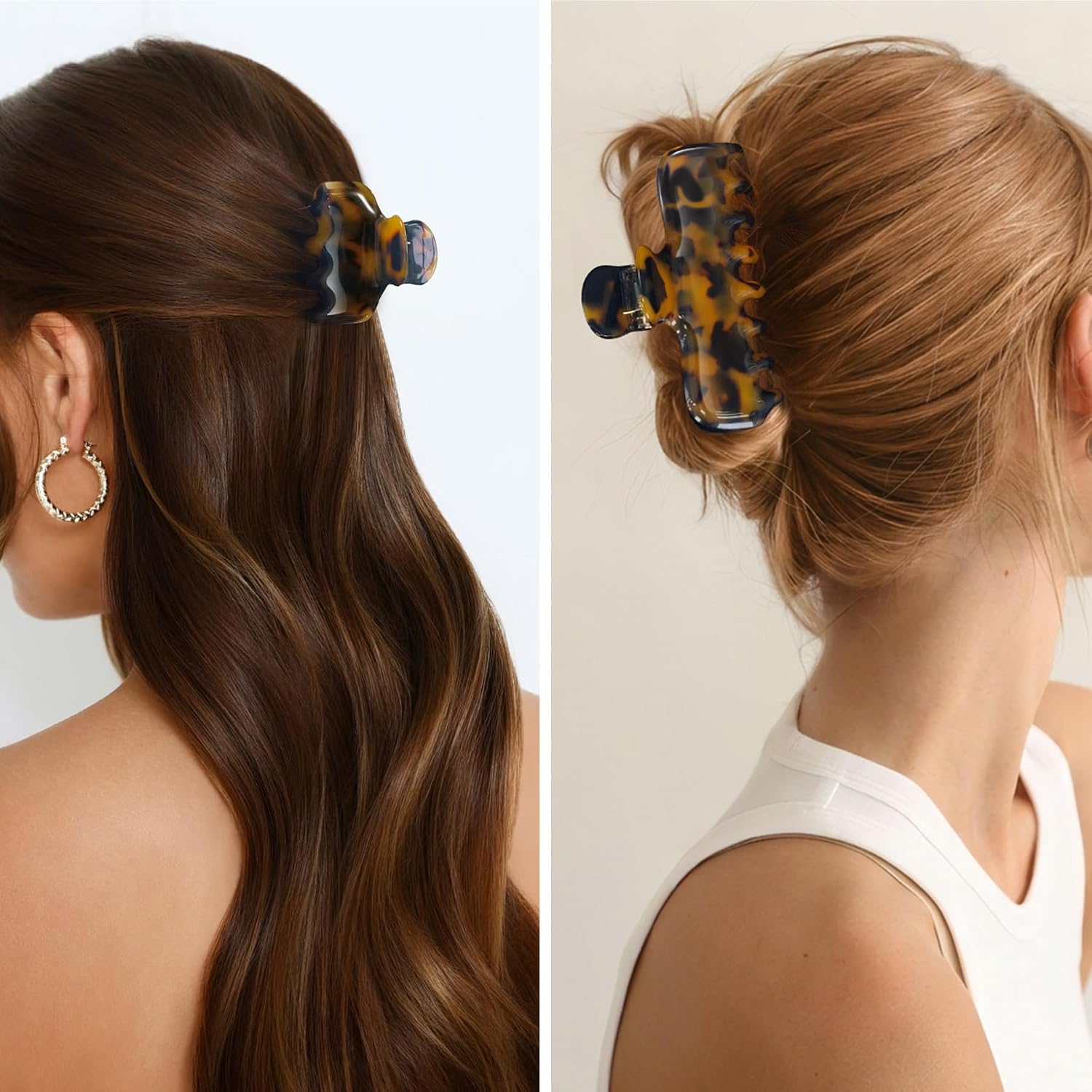 GLAMUP 2Pcs Acetate Tortoiseshell Claw Clips, 4 Inch & 2 Inch for Updos & Half Ups, Retro French Non-Slip Strong Hold Hair Accessories, Classic Tortoise Shell, Gift Box image 3
