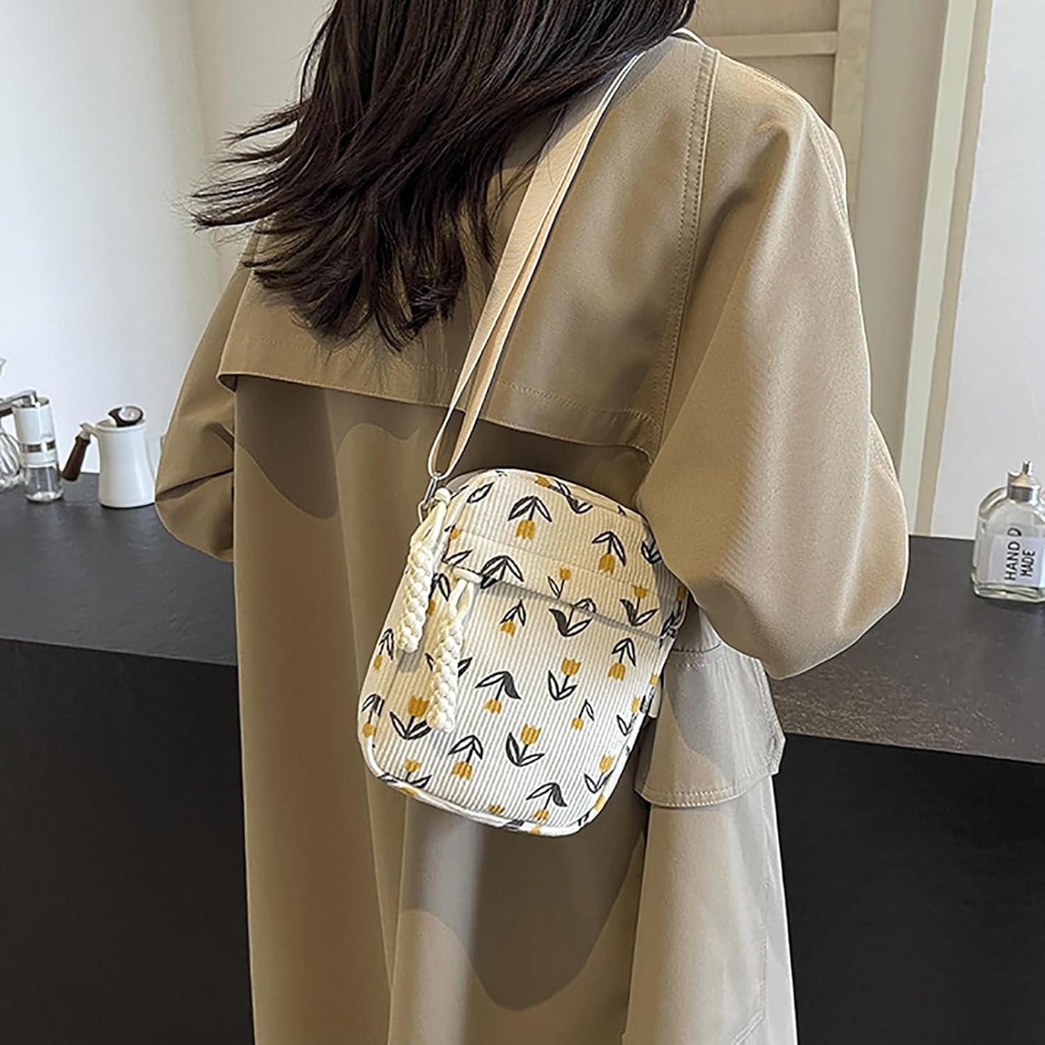 Cute Strawberry Purse Crossbody Bags for Women Kawaii Purse for Women Aesthetic Corduroy Tote Bag - Image 2