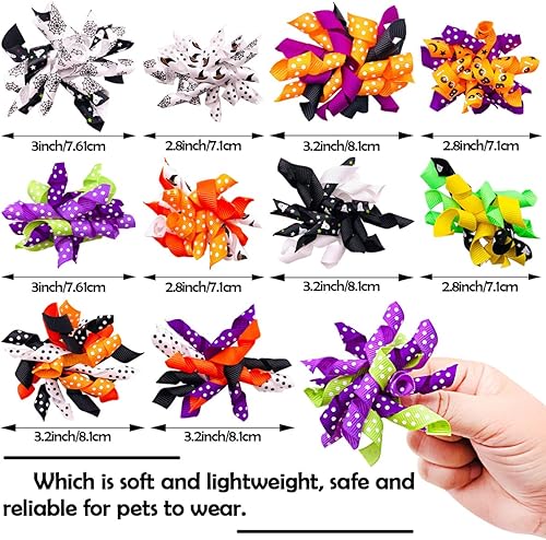Miniatura 3 de PET SHOW 20 unids10 pares de lazos para el pelo de perro rizado con bandas de goma para perros pequeños y medianos en espiral, remolinos en espiral