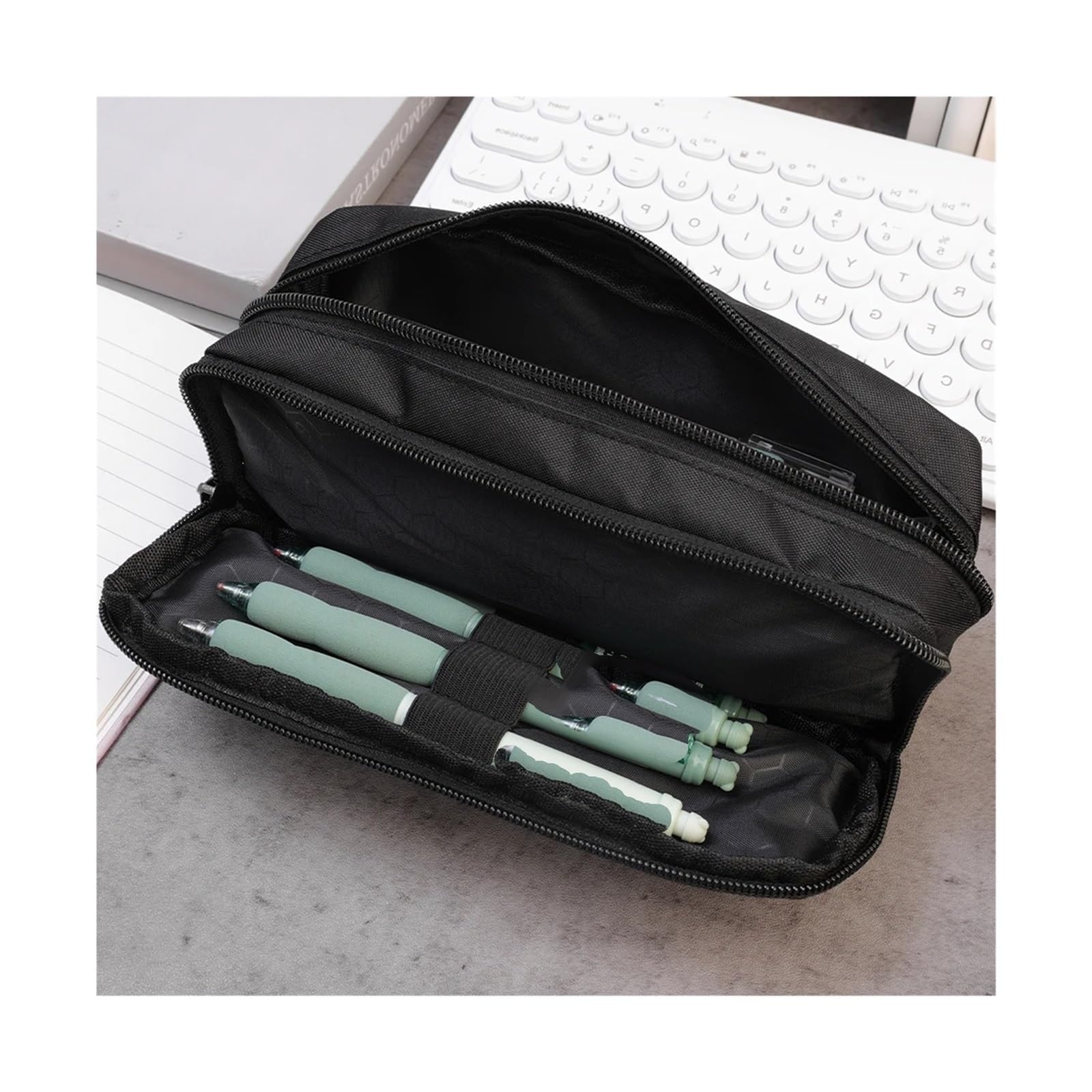 Astuccio nero for ufficio scolastico | Organizzatore di cancelleria/penne di grande capacità, semplice e durevole