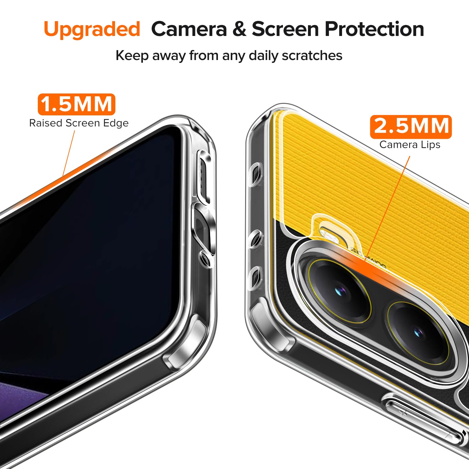 iVoler Ochrona przed żółknięciem przezroczysty pokrowiec do Xiaomi Poco X7 Pro 5G z 2 sztukami szkła hartowanego, [odporny na wstrząsy klasy wojskowej] przezroczysta cienka obudowa