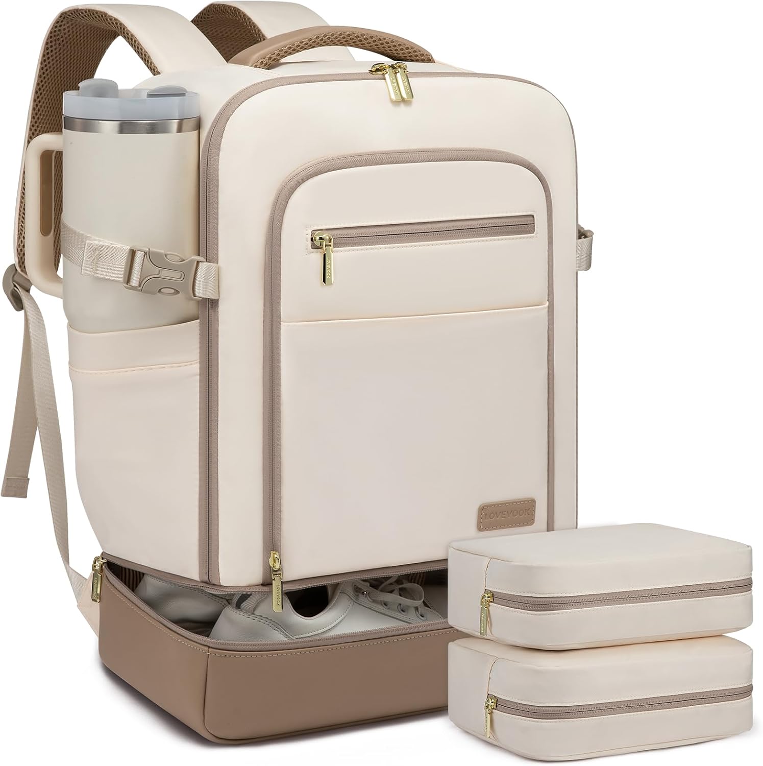 LOVEVOOK Travel Backpack for Women with Shoes Compartment,40L Personal Item Travel Bag Flight Approved Carry On Backpack with 2 Packing Cubes,Large Casual Weekender Luggage Daypack