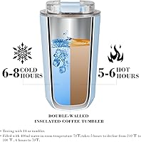 Vista 65 de Puraville Insulated Tumblers with Lid, 10 oz Travel Coffee Mug Stainless Steel Vacuum Cup, Leak Proof Reusable Double Walled Coffee Tumbler for Iced