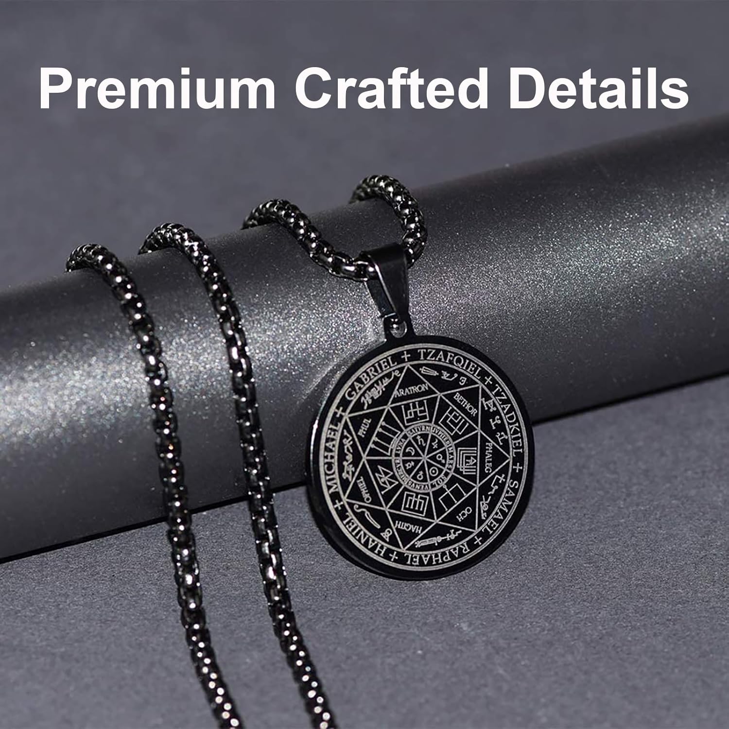 FLYUN Seven Archangels Pendant Necklace For Men Women Protection Amulet Archangel Michael Coin Pendant Necklace Gabriel Uriel Spiritual Stainless Steel Medal Necklace 24 inches - Image 3