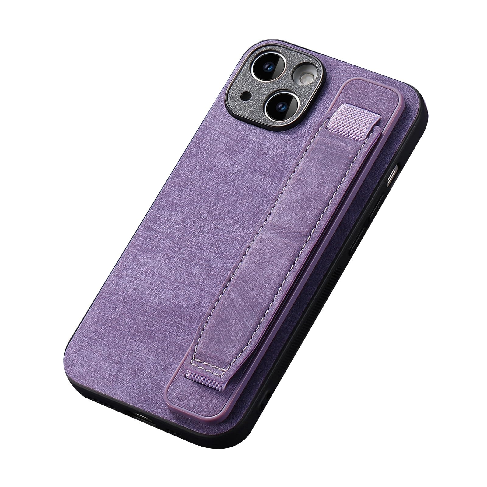 Coque iPhone 16 Pro Max antichoc fine avec dragonne de poignet violette