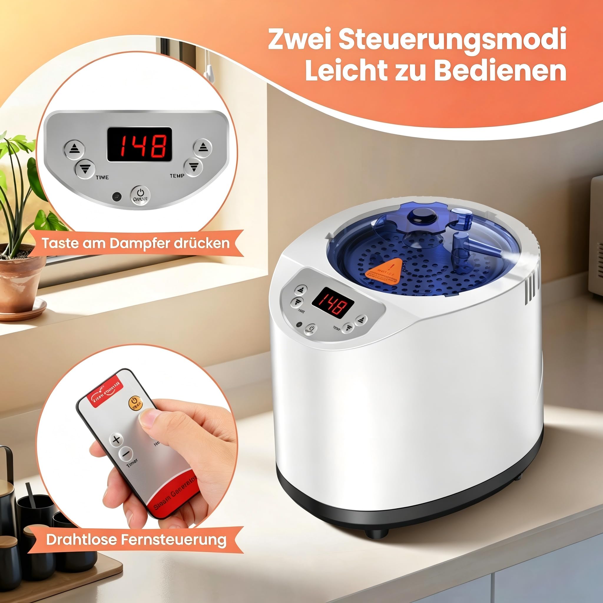 I-THERA-U Sauna a vapore per la casa, 3 l, portatile, per la casa, 1200 W, bagno di vapore, mini sauna mobile con telecomando, timer, 15 livelli di riscaldamento, tazza di vapore, accessori per la