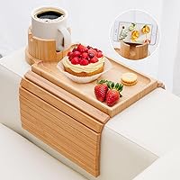 Vista 12 de Bandeja Portavasos para Sofá - Mesa de Brazo de Sofá 3 en 1 con Soporte Giratorio de 360° para Teléfono, Bandeja de Brazo de Sofá Plegable para Mesa