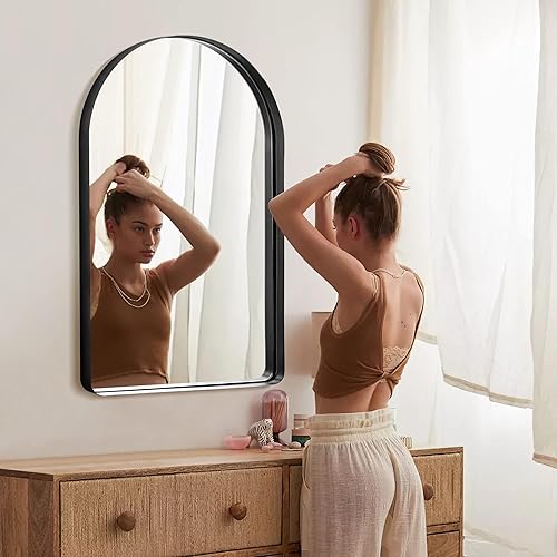 Miniatura 7 de Espejo arqueado de longitud completa de 64 x 21 pulgadas, espejo arqueado de longitud completa con marco profundo de aleación de aluminio, espejo de