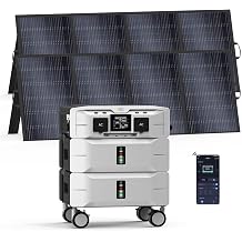 IEE SP5000 Solar Generator 5000W, 5120Wh Power Station with 2x400W Solar Panels, 5 AC Outlets9000W Surge, 120V/240V Dual Voltage, Solar Generator for Home Backup, Camping, RV, Emergency
