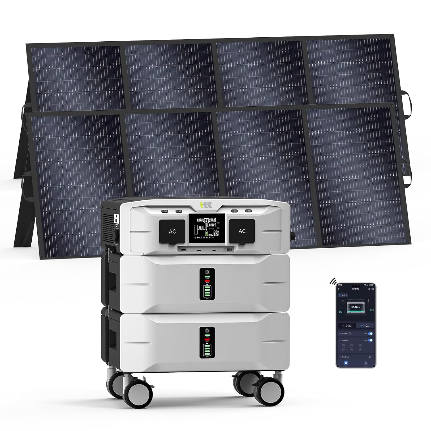 IEE SP5000 5000W Power Station Solar Generator with 2 400W Panels Included 120 240V Dual Voltage 5120Wh EV-Grade