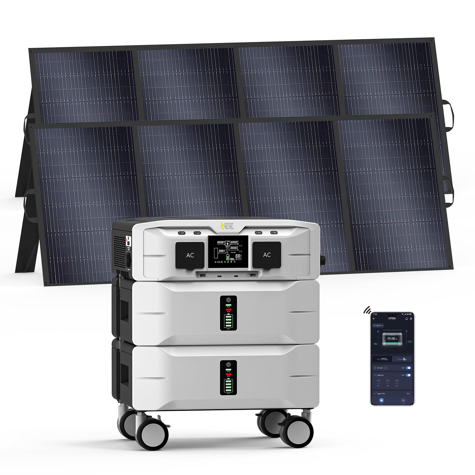 IEE SP5000 5120Wh 5000W Solar Generator Power Station with Solar Panels 3x200W - 5000W Output 5120Wh EV-Grade LiFePO4